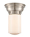 Dover Flush Mount shown in the Brushed Satin Nickel finish with a Matte White shade