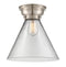 Cone Flush Mount shown in the Brushed Satin Nickel finish with a Clear shade
