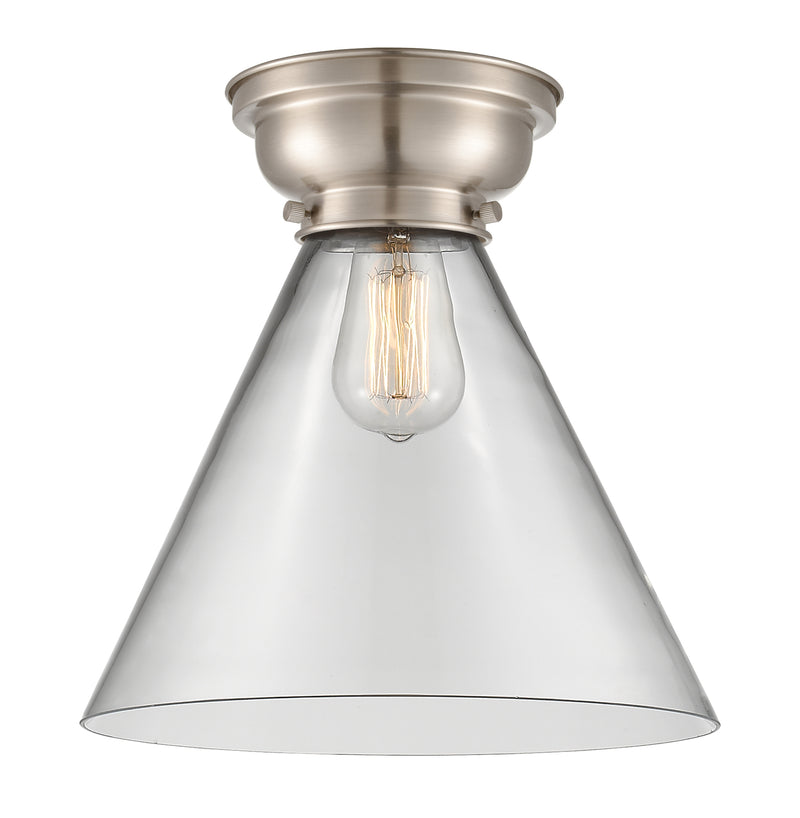 Cone Flush Mount shown in the Brushed Satin Nickel finish with a Clear shade