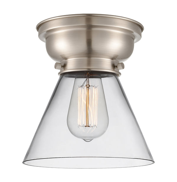 Cone Flush Mount shown in the Brushed Satin Nickel finish with a Clear shade