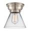 Cone Flush Mount shown in the Brushed Satin Nickel finish with a Clear shade