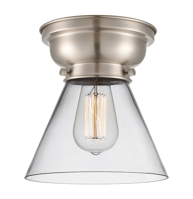 Cone Flush Mount shown in the Brushed Satin Nickel finish with a Clear shade