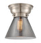 Cone Flush Mount shown in the Brushed Satin Nickel finish with a Plated Smoke shade