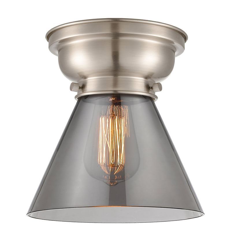 Cone Flush Mount shown in the Brushed Satin Nickel finish with a Plated Smoke shade