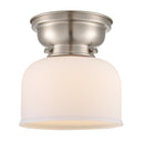 Bell Flush Mount shown in the Brushed Satin Nickel finish with a Matte White shade