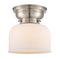 Bell Flush Mount shown in the Brushed Satin Nickel finish with a Matte White shade