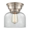 Bell Flush Mount shown in the Brushed Satin Nickel finish with a Clear shade