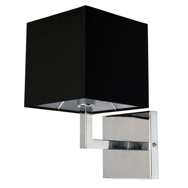 Dainolite 1 Light Incandescent Wall Sconce, Polished Chrome with Black Shade 77-1W-PC-BK