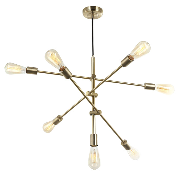 Dainolite 7 Light Incandescent Adjustable Pendant, Aged Brass 817P-AGB