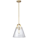 Dainolite 1 Light Incandescent Pendant, Aged Brass with Clear Glass 871P-AGB