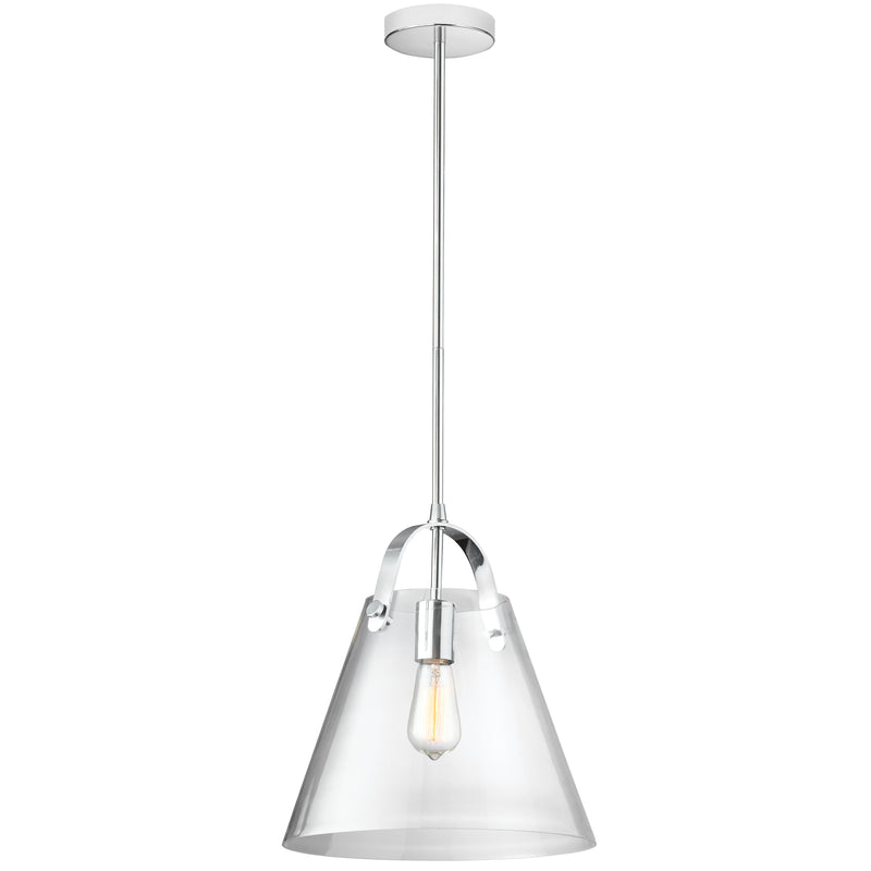 Dainolite 1 Light Incandescent Pendant, Polished Chrome with Clear Glass 871P-PC