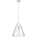 Dainolite 1 Light Incandescent Pendant, Matte White with Clear Glass 871P-WH