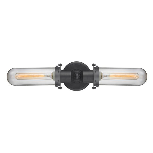 Centri Bath Vanity Light shown in the Matte Black finish with a Clear shade