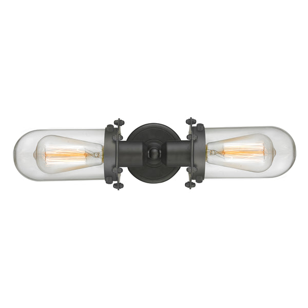 Centri Bath Vanity Light shown in the Oil Rubbed Bronze finish with a Clear shade