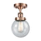 Beacon Semi-Flush Mount shown in the Antique Copper finish with a Seedy shade