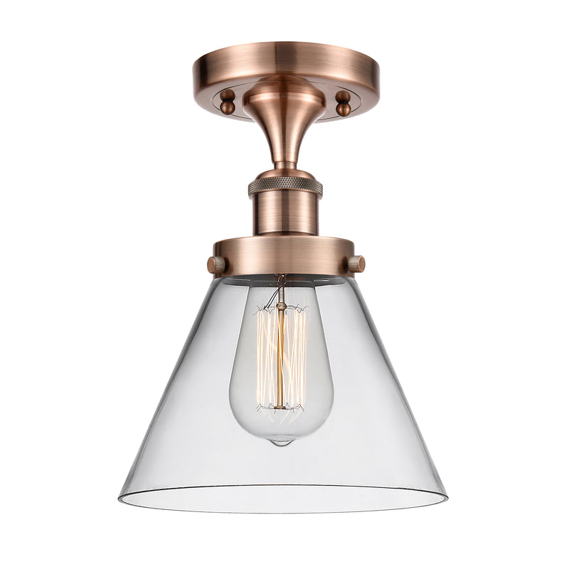 Cone Semi-Flush Mount shown in the Antique Copper finish with a Clear shade