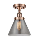 Cone Semi-Flush Mount shown in the Antique Copper finish with a Plated Smoke shade