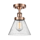 Cone Semi-Flush Mount shown in the Antique Copper finish with a Seedy shade