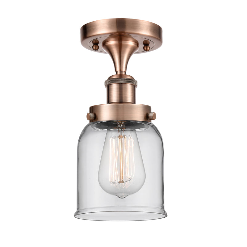 Bell Semi-Flush Mount shown in the Antique Copper finish with a Clear shade