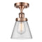 Cone Semi-Flush Mount shown in the Antique Copper finish with a Clear shade