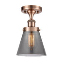Cone Semi-Flush Mount shown in the Antique Copper finish with a Plated Smoke shade
