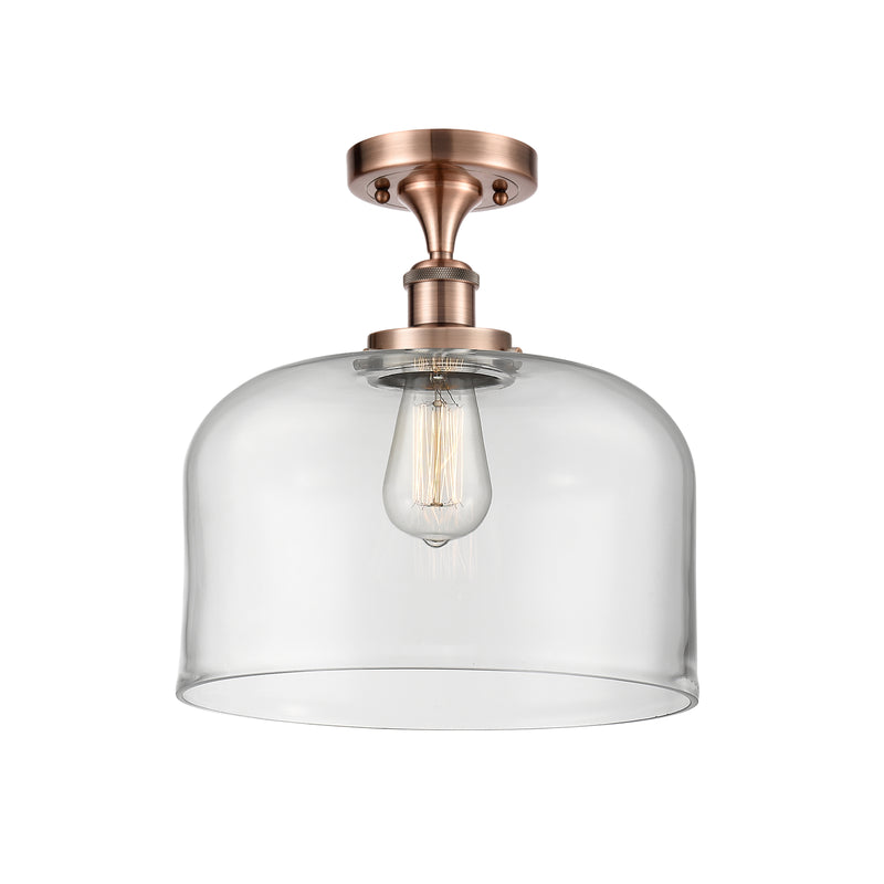 Bell Semi-Flush Mount shown in the Antique Copper finish with a Clear shade