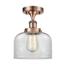 Bell Semi-Flush Mount shown in the Antique Copper finish with a Clear shade