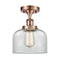 Bell Semi-Flush Mount shown in the Antique Copper finish with a Clear shade