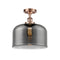 Bell Semi-Flush Mount shown in the Antique Copper finish with a Plated Smoke shade