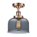 Bell Semi-Flush Mount shown in the Antique Copper finish with a Plated Smoke shade