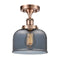 Bell Semi-Flush Mount shown in the Antique Copper finish with a Plated Smoke shade