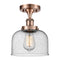 Bell Semi-Flush Mount shown in the Antique Copper finish with a Seedy shade