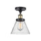 Cone Semi-Flush Mount shown in the Black Antique Brass finish with a Seedy shade