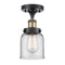 Bell Semi-Flush Mount shown in the Black Antique Brass finish with a Clear shade