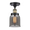 Bell Semi-Flush Mount shown in the Black Antique Brass finish with a Plated Smoke shade