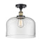 Bell Semi-Flush Mount shown in the Black Antique Brass finish with a Clear shade