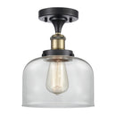 Bell Semi-Flush Mount shown in the Black Antique Brass finish with a Clear shade