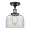 Bell Semi-Flush Mount shown in the Black Antique Brass finish with a Clear shade