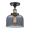 Bell Semi-Flush Mount shown in the Black Antique Brass finish with a Plated Smoke shade