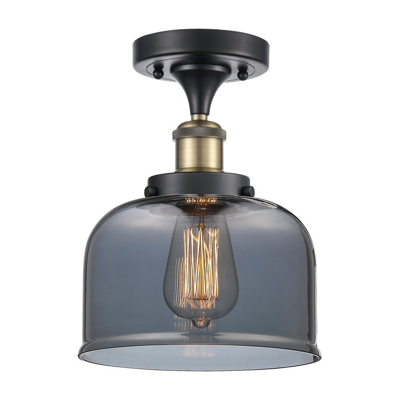 Bell Semi-Flush Mount shown in the Black Antique Brass finish with a Plated Smoke shade