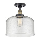 Bell Semi-Flush Mount shown in the Black Antique Brass finish with a Seedy shade