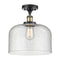 Bell Semi-Flush Mount shown in the Black Antique Brass finish with a Seedy shade