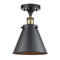 Appalachian Semi-Flush Mount shown in the Black Antique Brass finish with a Matte Black shade