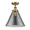 Cone Semi-Flush Mount shown in the Brushed Brass finish with a Plated Smoke shade