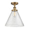 Cone Semi-Flush Mount shown in the Brushed Brass finish with a Seedy shade