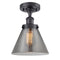 Cone Semi-Flush Mount shown in the Matte Black finish with a Plated Smoke shade