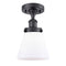 Cone Semi-Flush Mount shown in the Matte Black finish with a Matte White shade