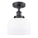 Bell Semi-Flush Mount shown in the Matte Black finish with a Matte White shade