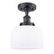 Bell Semi-Flush Mount shown in the Matte Black finish with a Matte White shade