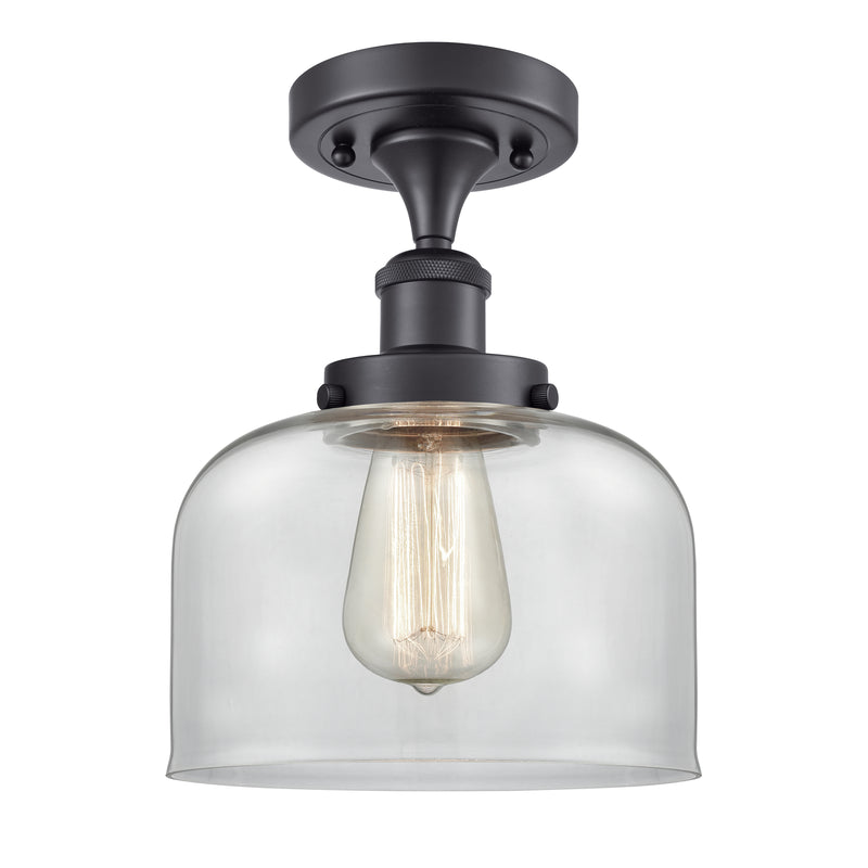 Bell Semi-Flush Mount shown in the Matte Black finish with a Clear shade